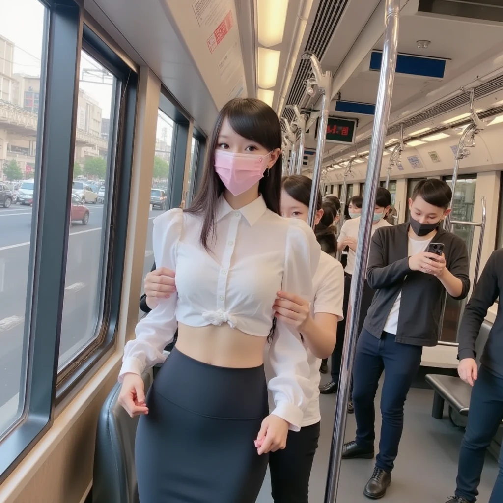 A female teacher pees on a crowded train、peeing herself、incontinence、人混みで身動きが取れずincontinence、A large amount of pee makes the lower half of the body very wet、White suit、Perfect figure、Extremely beautiful、The floor gets wet with pee、Female teacher is embarrassed