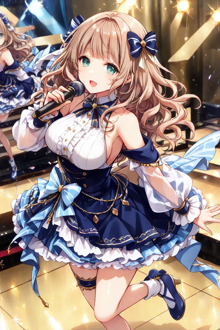 masterpiece:1.4, best quality:1.4, 8K animation, beautiful sexual 変態な princess, gorgeous crinoline ball gown dress, on concert stage, Lift the skirt to show the pussy, off shoulders, big breasts