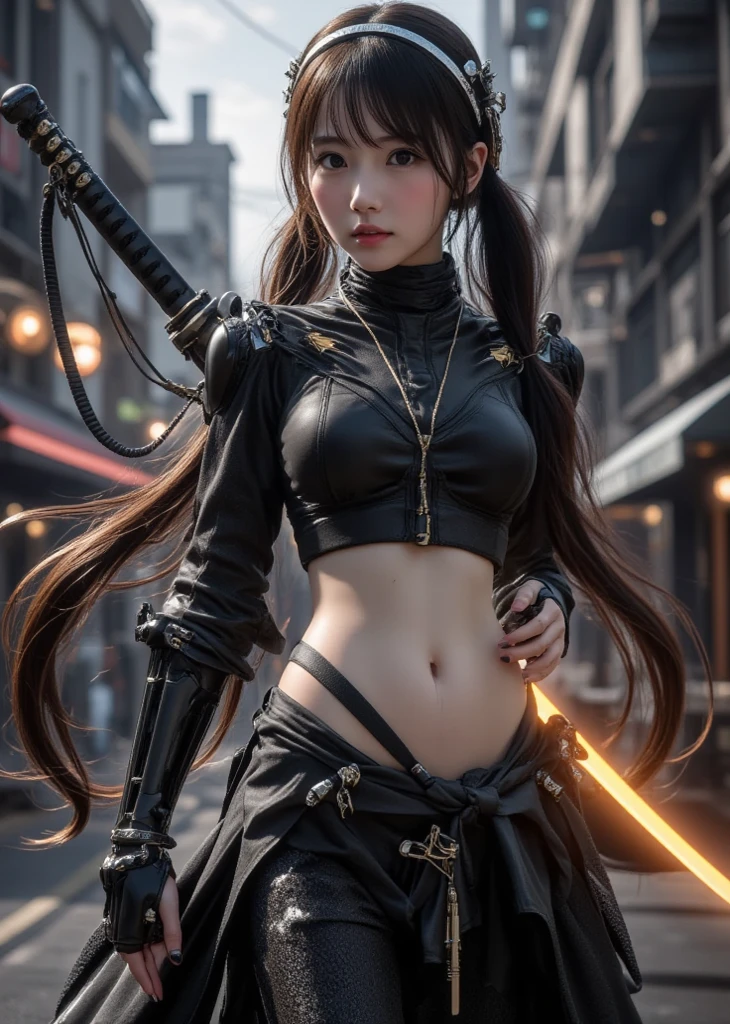 female, Holding a black sickle emblazoned with a symbol of Japan signifying death, Black flames emerge from the decoration., The sickle blade comes out of it.、A black wind blows with the ghost of a skull, Judy female with perfect face and scythe is wearing the appropriate outfit of scythe steel, The female has black hair, The woman is the incarnation of the Grim Reaper., (The background of the CG 8k module is very detailed) (Highest quality), (Best illustrations), (Best shade), Very detailed t--v6