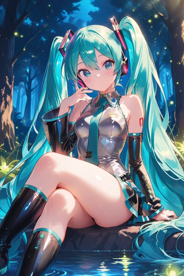 Miku hatsune,noche egipcia,Danzas fascinantes, fondo egipcio, piel morena, ropa dorada