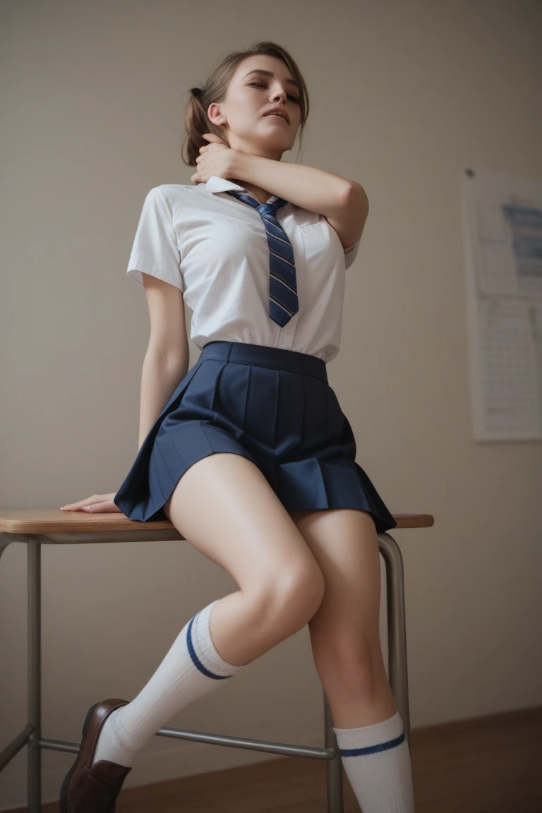 (black tights:1.5)、(Full-body portrait of a 14-year-old elementary school girl:1.5)、(Elementary school classroom:1.5)、14 year old model posing、The smile is clearly visible.、(Neat short hair、Brown Hair、bangs)、Sharp focus、Detailed Description、8k、((pink、light blue、white、green、Colorful))、 (A 14-year-old elementary school girl wearing sneakers:1.3)、(Knee socks:1.5)、Clearly capture smiling models、Sharp focus、Detailed Description、8k、Elementary school classroom、(Short Bob:1.3)、thin, Girl with round face.、Sharp focus、Detailed Description、Sharp focus、Detailed Description、8k、Flat Chest、Small breasts、