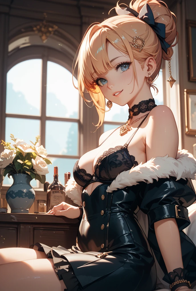 The costume is silver, (((sexy dress with frills))), short hair, ((yellow green hair1.5)), (cat ears a yellow green), bob cut, (((4 defined fingers))), (((1 defined thumb))), (looking at viewer), break, sexy, ((solo)), (1 woman), ((25 years old)), ((highest quality)), ((masterpiece)), (familiar), skindentation, perfect face, 8k , break, black eye, smile, medium breasts, perfect limbs, (visible nipples:0.7), (camel toe:0.5), sexy, (sexy pose), ((metallic costume)), (dutch angle), from below, dynamic pose, arms behind back, ((upper body)),from below,