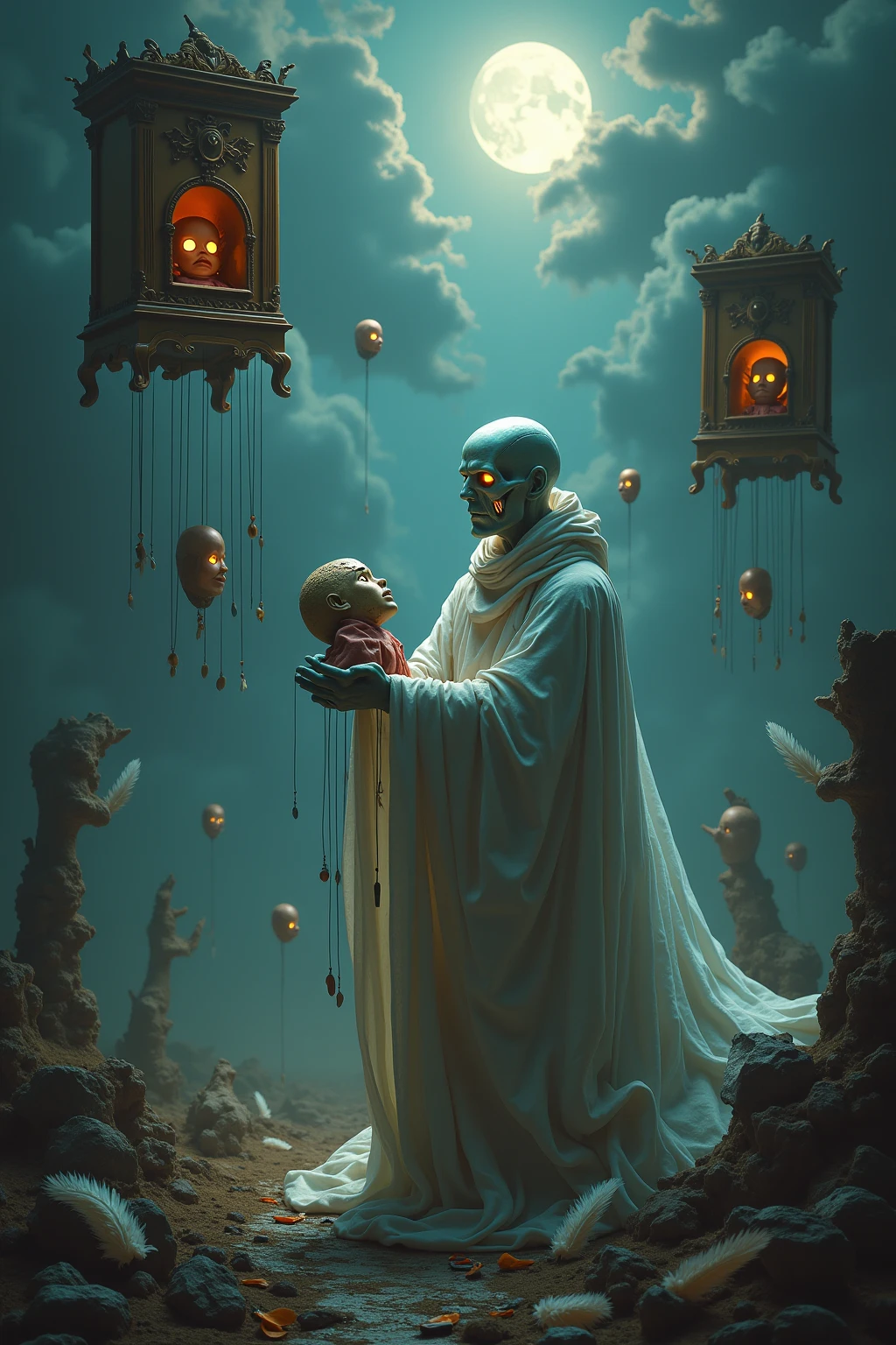 Big red rosary、Blue Man with Prayer Prayer Prayer