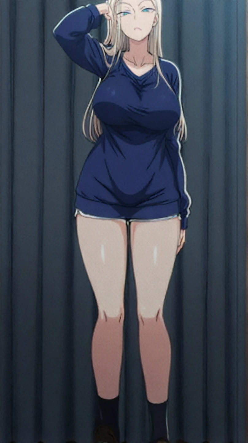 (one-piece swimsuit, old school swimsuit:1.4), aaillya,long_hair,blonde_hair,red_eyes,hair_between_eyes,bangs,white_hair, 1girl, solo, 9 years old, from above, short stature, Short arms, Short legs, perfect anatomy, (gigantic breasts, huge tits:1.4), thighhighs, pussy line, looking up, blush, ecstasy, open mouth, drooling, bed, bedroom, absurdres, (anime colored, official art, anime screencap), masterpiece, best quality,