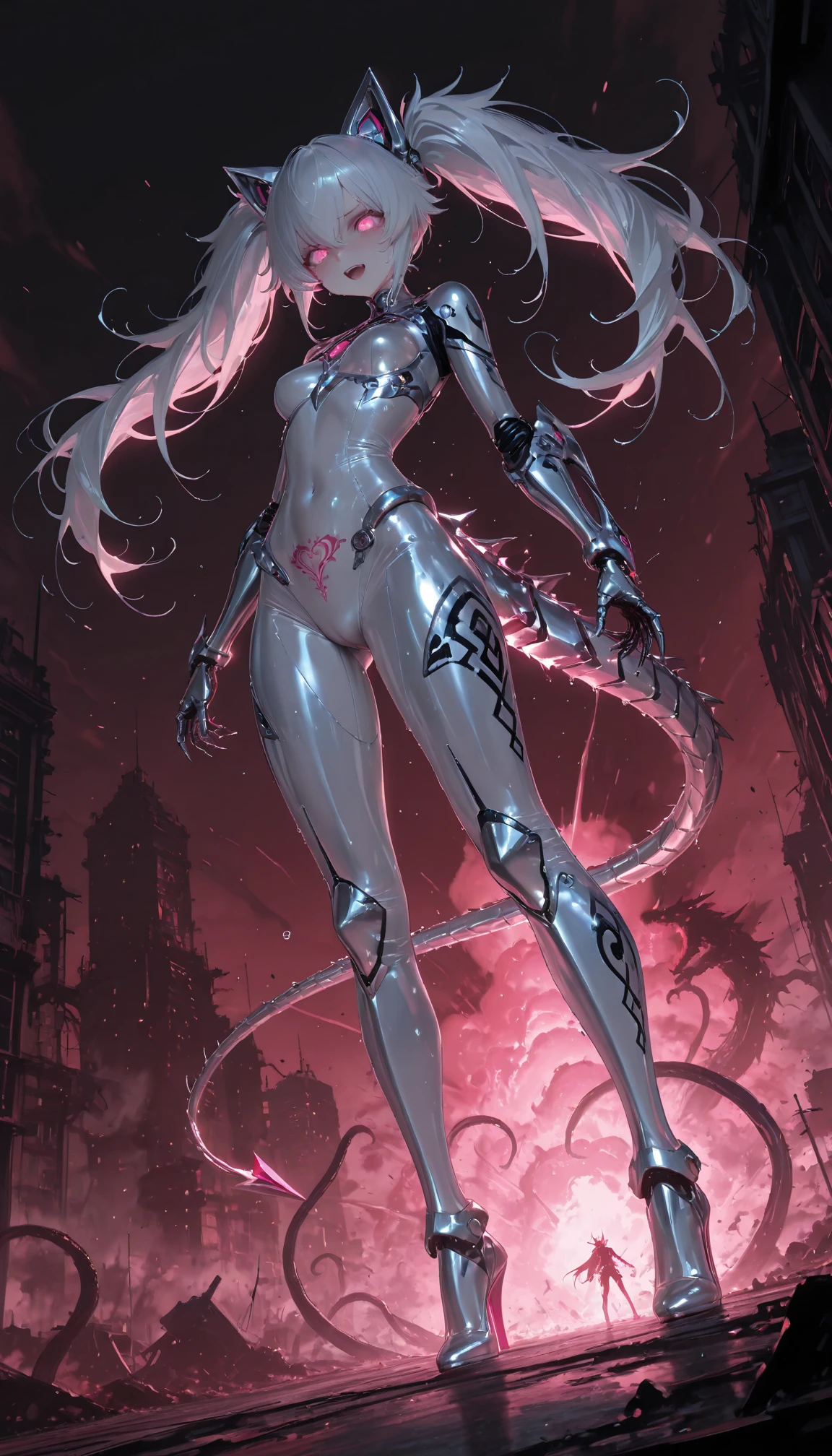 (masterpiece、8K、Ultra-delicate、hight resolution),(((Female Ultraman))),(((No muscles,large Boob))),(her head is tapering,The body is made of red and silver,pink armor,great shoulder armour,The arms present a streamlined design,On the chest there is a round calculator,Looks tall and thin,The overall shape is streamlined、Modern),posed for photo,Ancient ruins,backgroung details,NSFW,Cameltoe,the morning sun,((Open pussy:1.2)),((wet pussy:1.4)),(silver ponytail:1.1),(woman with penis:1.5),(erected penis:1.3),Masturbation,penis focus,show off penis,spread legs,((red blush,Crying face)),from below,(muscular legs:1.3),(cum),((Shibari, arms behind back:1.4)), ((hands on back)), ((amarrada com cordas)), ((hands tied back)), ((rope restraint)),((big Dog collars:1.1)),luminous metal collar,sitting,((Constrain on Thick Pillar:1.2))
