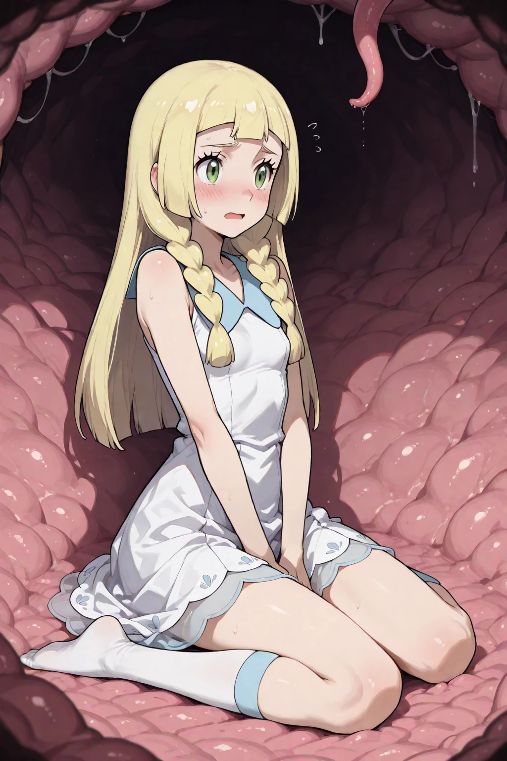Anime. 1 Girl. Cutie. Amputee. Slave. Quadruple amputation. Blonde. Long hair. Wavy hair. Green eyes. Beautiful eyes. Perfect eyes. Expressive eyes. Ideal face. Beautiful nose. 16 years. Small breasts. Flat chest. Urinary incontinence. Wants to pee. I need to pee. A strong, desperate urge to pee. She peed herself. She peed in her panties. Urine leaks from the perineum onto the floor. Urine runs down my thighs. Ideal anatomical body. Body with amputated limbs. Armless. Legless. Dirty tunic. Torn tunic. Slave collar. Dirty panties. Torn panties. Sitting. Full height. Wheelchair. Fantasy city. Street. Slave market. Beautiful character design. Shiny skin. Whole body. NSFW. Official art. Extremely detailed CG Unity 8k wallpaper. Ideal lighting. Ultra high resolution 4K. Super detailed 8K resolution. A high resolution.