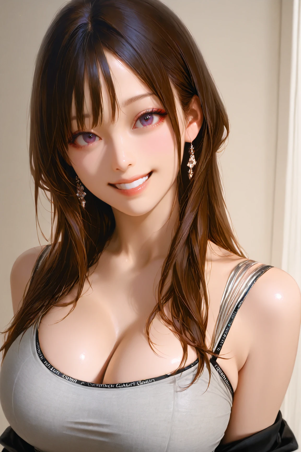 8K、 超A high resolution、Best Quality、Photorealsitic、hightquality、high-detail、masuter piece、(quite massive chest、cleavage of the breast:1.3)(Carmine Lace Bra、Carmine Race T-Back、Unhook the bra:1.2)(Walk the Golden Gate Bridge、and draw the full body:1.2)、Short-haired black hair、Extraordinary beauty、Big eyes、Obviously double eyelids、Smile happily、Carmine High Heels