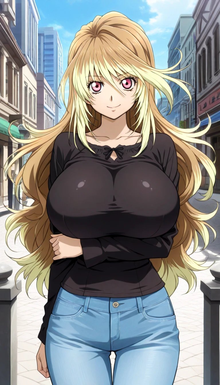 (anime art style:0.1), 2d, masterpiece, best quality, (very aesthetic:1.5), absurdres, dynamic shadows, atmosferic, (kitagawa marin), (1girl), ((blonde hair)), long hair, (red eyes), sparkle eyes, detailed eyes, eyelashes, ahoge, hair between eyes, bangs, big breasts, cleavage, curvy body, smile, open eyes, intense blush, sweet, choker, strapless, leopard print, nightgown, see-through, ((cowboy shot)), kneeling, spread legs, ((from front)), indoors, looking at viewer