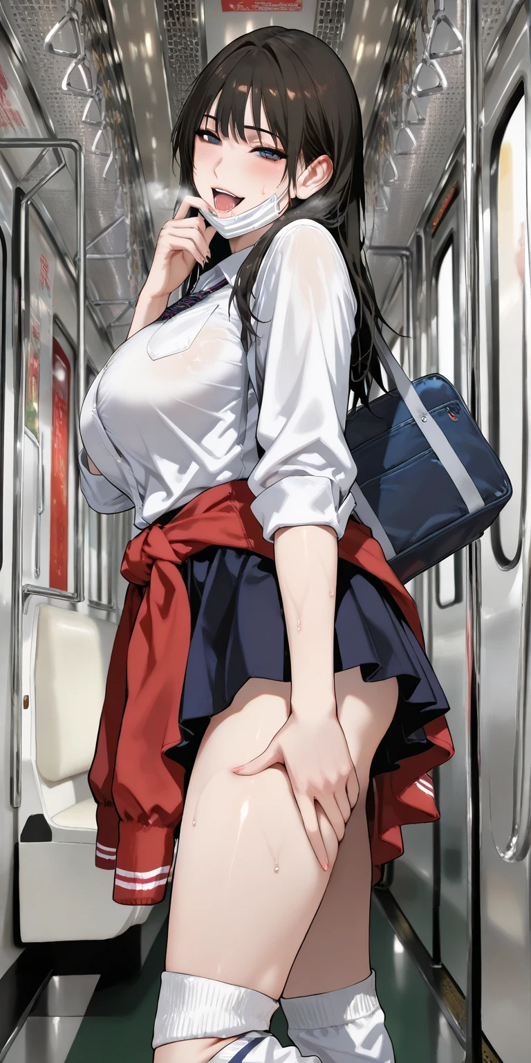 (Perfect body),Best Quality,16 K、((((Short stature))))、((((Lori))))、(white shirt)、(Red mini skirt)、(White panty)、(((blush)))、(((:o)))、(((embarrassed from)))、((((Surprised))))、(I have my mouth wide open)、Blunt bangs、(short-hair)、(((bob cuts))),(Sweat)、((red scarf))、((Big ass))、(((huge-breasted)))、(((thick thighs)))、Armpits、In the street、((Angle from below、Skirt twisted by the wind))