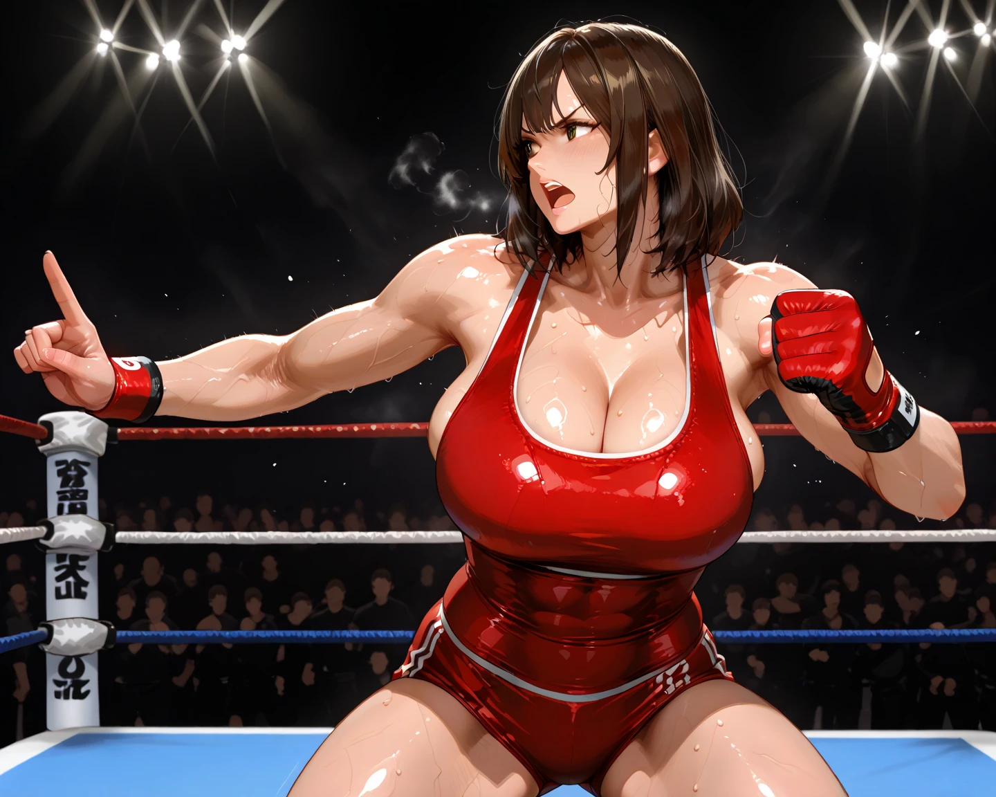 ((Unreal Engine 5)), Realistic Rendering, Excellent, (sexy skimpy bikini:1.3), looking on camera, (standing:1.8), beautiful face, makeup, CGImix, (photorealism:1.2), ultrarealistic uhd face, (huge soft boobs:1.5), (muscle abs:1.3), (big butt:1.3), (wide hips), (thick thighs), slim waist, hourglass figure, half body, ((glowing skin)), ((shiny skin)), Realistic body, ((she  )), ((clean skin)), photorealistic, bokeh, motion blur, masterpiece, highres, 1080P, super detail, textured skin. Boxing,  women boxing, boxing gloves