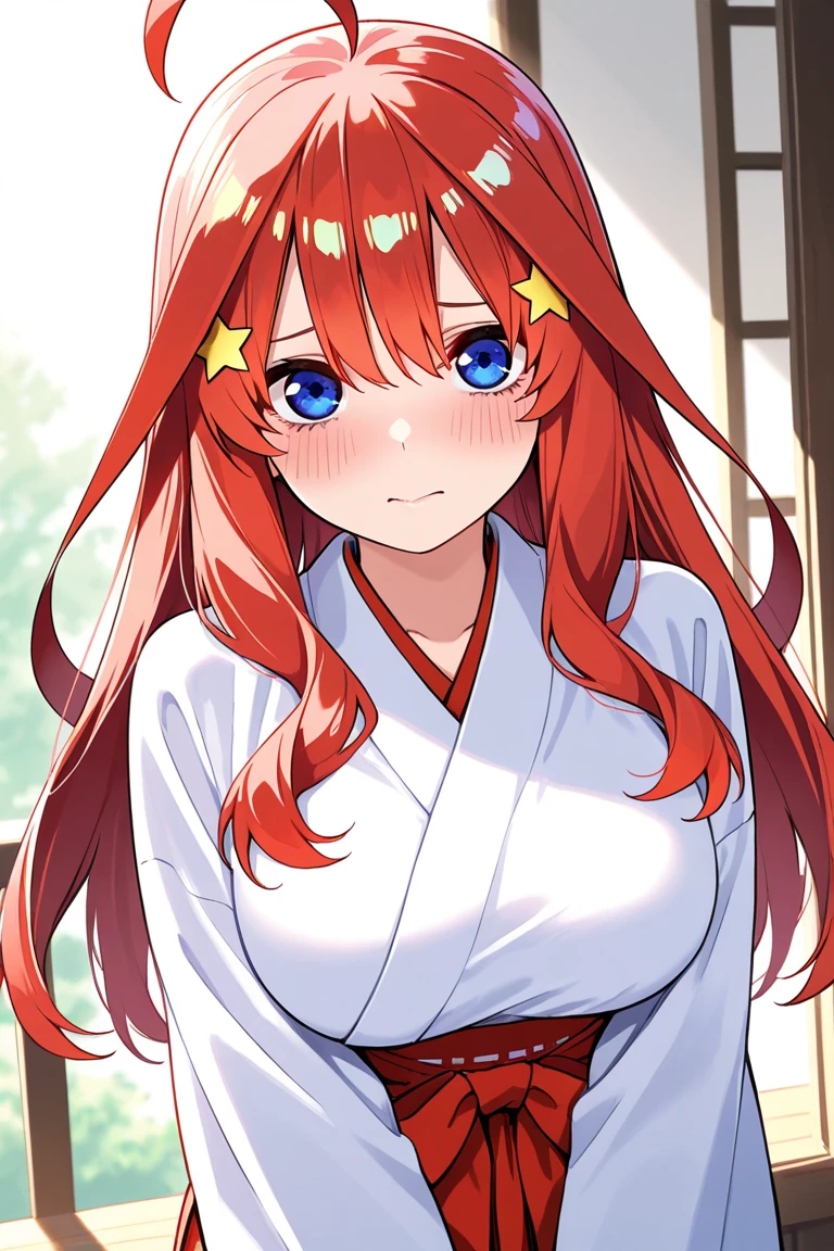 ((masterpiece)), ((best quality)), (ultra-detailed), anime style, on the bed, a cute girl, 1girl, solo, ((beautiful eyes)), smile, kimono, japanese cloth, ((open chest)), ((cute nipples)), small breast