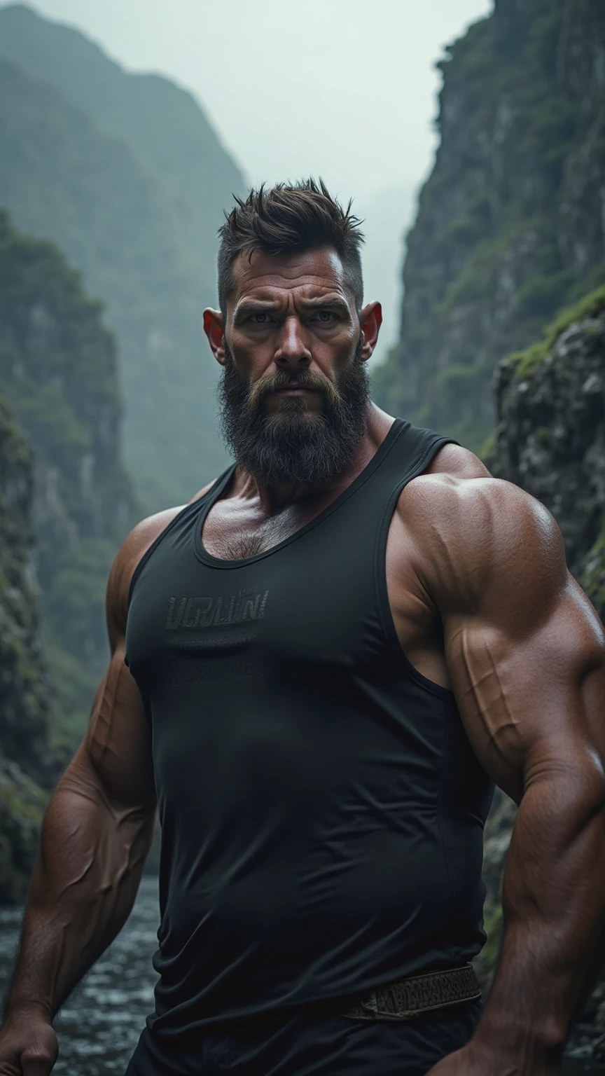 Qualidade de imagem ultra-alta, realistic and strong male characteristics, um homem inspirado em Henry Cavill como Wolverine, Homem musculoso, detailed vein muscles, There is a man standing on a rock at the top of the mountain with a mountain in the background, perfect abdomen extremely hot and sexy, full body view (vista frontal), luz difusa, location: topo de uma montanha com uma montanha ao fundo, foto colorida, (candid human pele), pele
