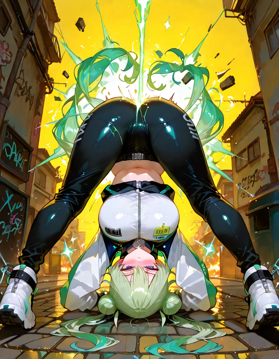 Green hair、Big Brett、gloves、shorts、指なしgloves、scarf、shortpants、黒いshortpants、Anti-material rifles、top-quality、official style,(Asada Shino-SAO-GGO-), very aesthetic, best quality, intricate, overall detail, reproductive worship, bio-punk, biological technology, rape, tentacles sex, vaginal penis, fellatio, caress, cilia, fertilization, spawning, restrained, bondage, nsfw, 1 girl, Character feature reinforcement completely nude, {{tentacles wrapped around a girl}}, tentacles in pussy, limbs inside creature, sitting, arched back orgasm, {{head leaning back}}, thrust stomach forward, nipples, navel, pussy, open mouth, forced orgasm, love juice, wet, sweat, steam, trembling, inside creature stomach, mucilage, tentacles, tentacles pit, facing the front, looking at viewer, straight-on, close to viewer, cowboy shot, solo focus, intricate, (highly detailed),