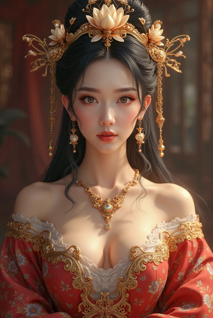 Wearing dreamy Hanfu。Tight,High heel。Breast protrusion。Breasts are larger than the torso。Perfect body,Supermodel。 leg rings。good facial features。high quality faces。sexy idol girl group。The Ultimate Body。Smooth and delicate skin。Exquisite facial features。prostitute。A true physics engine。woman with smooth skin。energetic woman。Crazy horse show。Sexy hot woman。Immortal Cultivator。hat,Knife crown,Hairpin。Cloak。Model shooting poses。(thick thighs, curvy Chinese model)) green outfit , ((huge golden palace, sitting on throne, hands on knees))