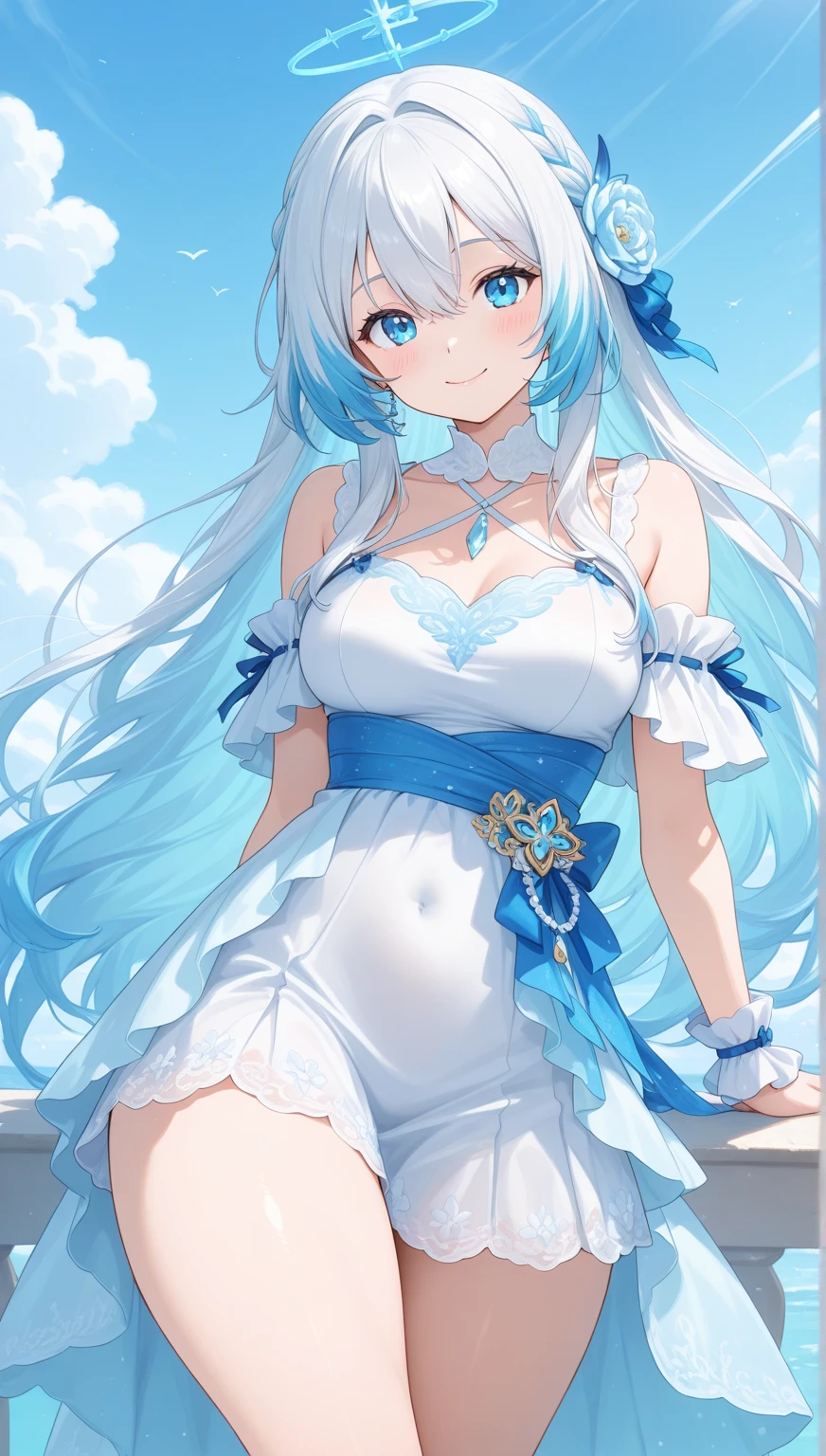 hposing Gravure Idol a beauty girl a smile sky blue hair length hair Bright red and white costume Mystical Fantasia constellation a moon Crystal brilliance
Spirit of Polar Light
World of ice and snow
The power of light and magic
Guardian of nature
Symbol of good luck or blessing
Butoh and music
Fantastic existence
Polar Fairy
Arctic and Antarctic
Beauty and mystique