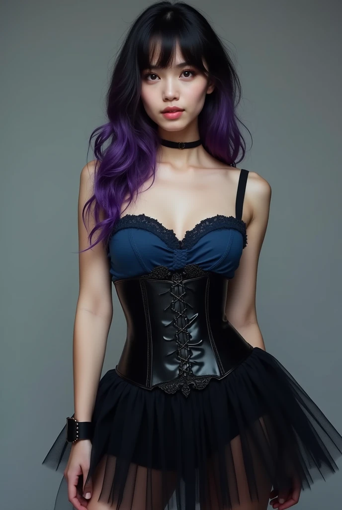 sharp focus:1.2, 2 girl, Beautiful Woman, Slim abs:1.1, bright blue hair, black lace corset, ponytail hair，standing in fantasy village，Ultra-fine face，pale skin, Fine eyes, huge breast, realistic skin texture, texture, detailed eyes, professional, 4k, Canon shooting, 85mm, shallow depth of field, Kodak color vision, black stockings, corset, no panties, lingerie, touching panties, teasing, black babydoll, suspender belt, garter, legs open, black lace, bigger breasts, long legs, schoolgirl, thick thighs, kampfer, long blue hair, large ass, angry expression, blue hair, elf ears, fishnet lingerie, long messy blue hair