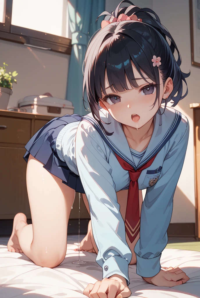 shinkai makoto, Kimi No Na Wa.,
Detailed Background、beautiful and elaborate face、beautiful, Smooth Skin、Skin Thexture、Beautiful teenage girl、((Three beautiful girls))、Black Hairショート、cute hairstyle、Changing clothes in a school classroom、smile、Laughter、sexual expression、smile、Sailor suit in cute color、White sailor collar、Checkered pleated mini skirt、Brightly colored knee-high socks、Panty shot Anime girl sitting at a desk by the blackboard in the classroom, beautifulアニメのhigh school girl, cute anime girl, White pantiesー,cute, Enchanting anime girl, Anime Moe Art Style, squatbeautifulアニメの女の子, Best Anime Girls, Smooth anime CG art, Attractive anime girl, Cotton panties,surreal , Young Anime Girl、Wearing sneakers、White panties、Full Color、(masterpiece、 Highest quality:1.2)、High resolution、High resolution、in 8K、genuine real action、RAW Photos、Highest quality、masterpiece、 Very delicate、High resolution RAW color photos、Professional photography、 Great face and eyes、超High resolution、RAW Photos、beautiful、beautiful、beautiful girl、(alone:1.2)、 Black Hair、big 、blush、smile、big 、 、View your audience、squat、(Crouching Panty shot:1.2)、Panties in full view、blush、Shy smile、Outdoor、outside of home、Obscene content、Graffiti Porn、high school girl、Sit with your knees hugged、Sit with your heels on the ground、Hold your knees with both hands、Shins pointing forward、Body facing forward、Sit with your heels on the ground、Leg spread、open legs、White panties、 Photo、Live Shooting、最High resolution、masterpiece:1.2、Genuine、Realistic、High Contrast、Photon Mapping、Genuineistic、Very detailed、Professional Lighting、Low Angle:1.2)、(One Girl)、(alone:1.5)、(height: 165cm), (18才のhigh school girl), (Japanese High School Uniform)、(Summer blouses:1.2)、(Checkered short skirt:1.2)、(White shirt with student ribbon:1.2)、(squat, Look straight ahead)、(open legs:1.2), (White panties:1.5)、(Camel Toe)、(White sneakers:1.2)、 (Perfect proportions:1.2), (White panties are visible under the skirt:1.5), (F
