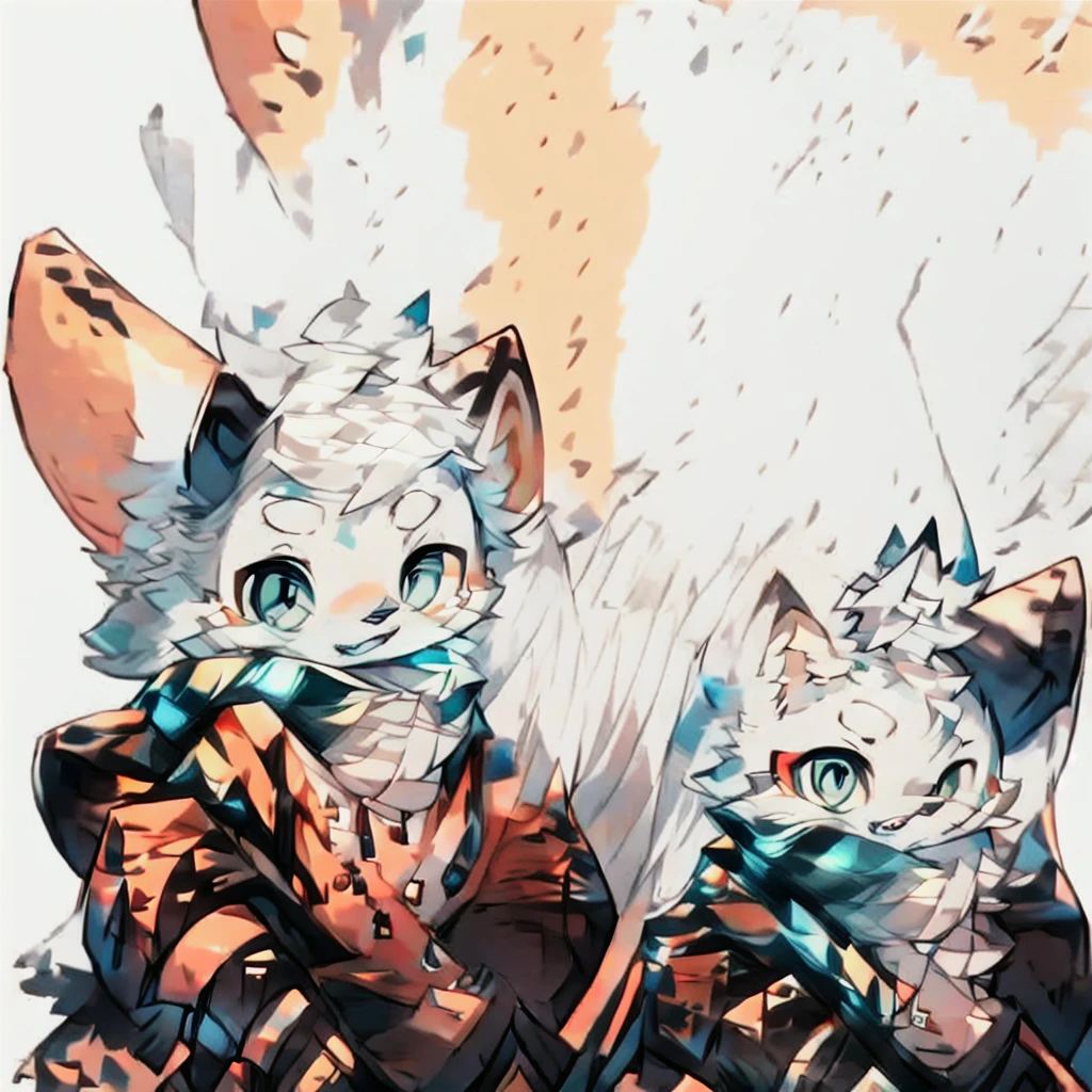 Bluish white fur,furry,By the beach,Cat-eared Shota,PC Wallpapers