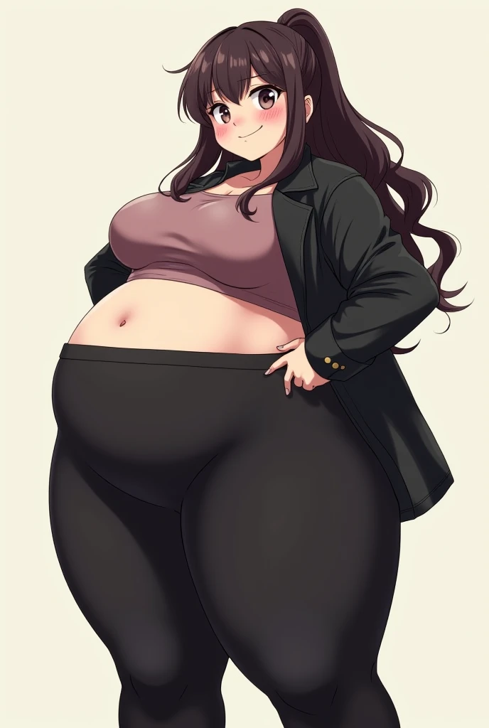 One Girl,Precise five fingers,{Knee-high socks}、(((Wide Hips)))、 (((plump and thick thighs)))、((Big Ass))、(Big Breasts) Embarrassed look,whole body、Long Hair、Sexy pose,Tank top、pants、Tight clothing