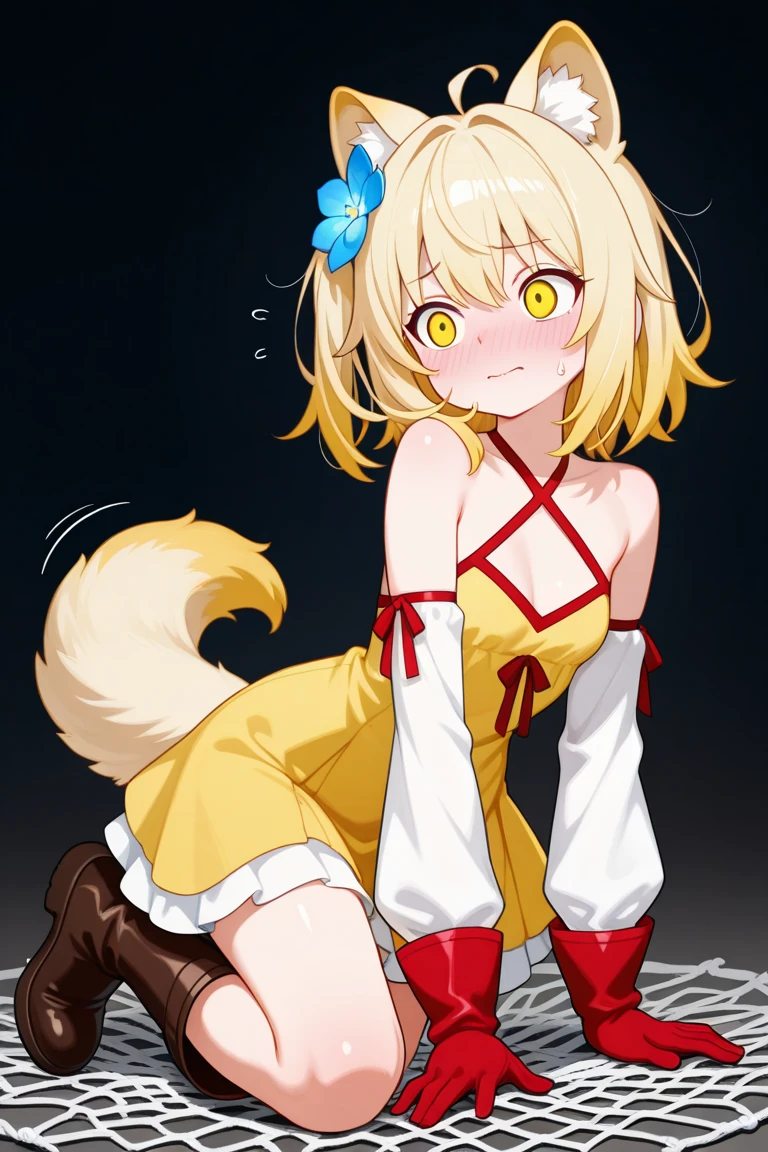 Anime. 1 girl. Baby. Kitsune. Blonde. Long hair. Blue eyes. Beautiful eyes. Perfect eyes. Expressive eyes. Blind eyes. Blind. Ideal face. Ideal anatomical body. Beautiful long legs. Beautiful body. Beautiful nose. Fox ears. Fox's tail. 12 years old. Embarrassment. Blush. Beautiful character design. Shiny skin. Dirty tunic. Torn Tunic. Slave. Collar. Shackles. On a chain. No panties. Barefoot. White cane in hand. Hand on crotch. Urinary incontinence. She wants to pee. She needs to pee. She has a strong, desperate urge to pee. He squeezes his crotch tightly. Rubbing the crotch. Slight forward bend. She peed herself. The girl can't stand straight. She pees standing up. She peed herself while standing in the raov market. Middle Ages. Fantasy. City. Town Square. Slave market. Tears on eyes. Cry. Snot flows from the nose. Whole body. nsfw. Official art. Extremely detailed CG Unity 8k wallpaper. Ideal lighting. Ultra high resolution 4K. Super detailed 8K. A high resolution.