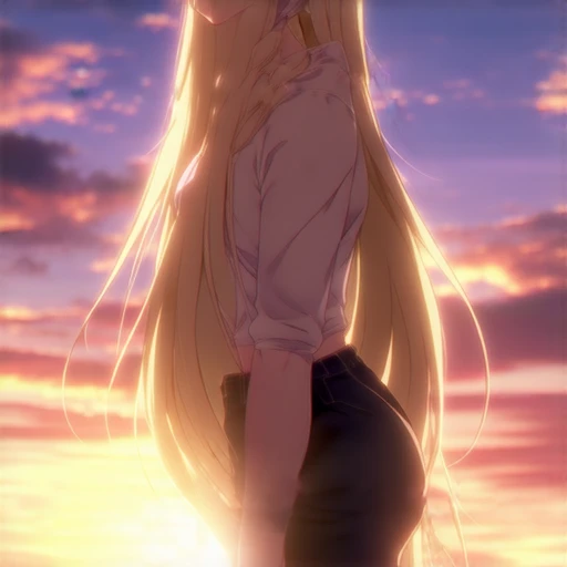 1girl, alice zuberg, sword art online, kneeling, panties, back view, masterpiece, best quality, very aesthetic, absurdres, cinematic still, emotional, harmonious, vignette, highly detailed, high budget, bokeh, cinemascope, moody, epic, gorgeous, film grain, grainy