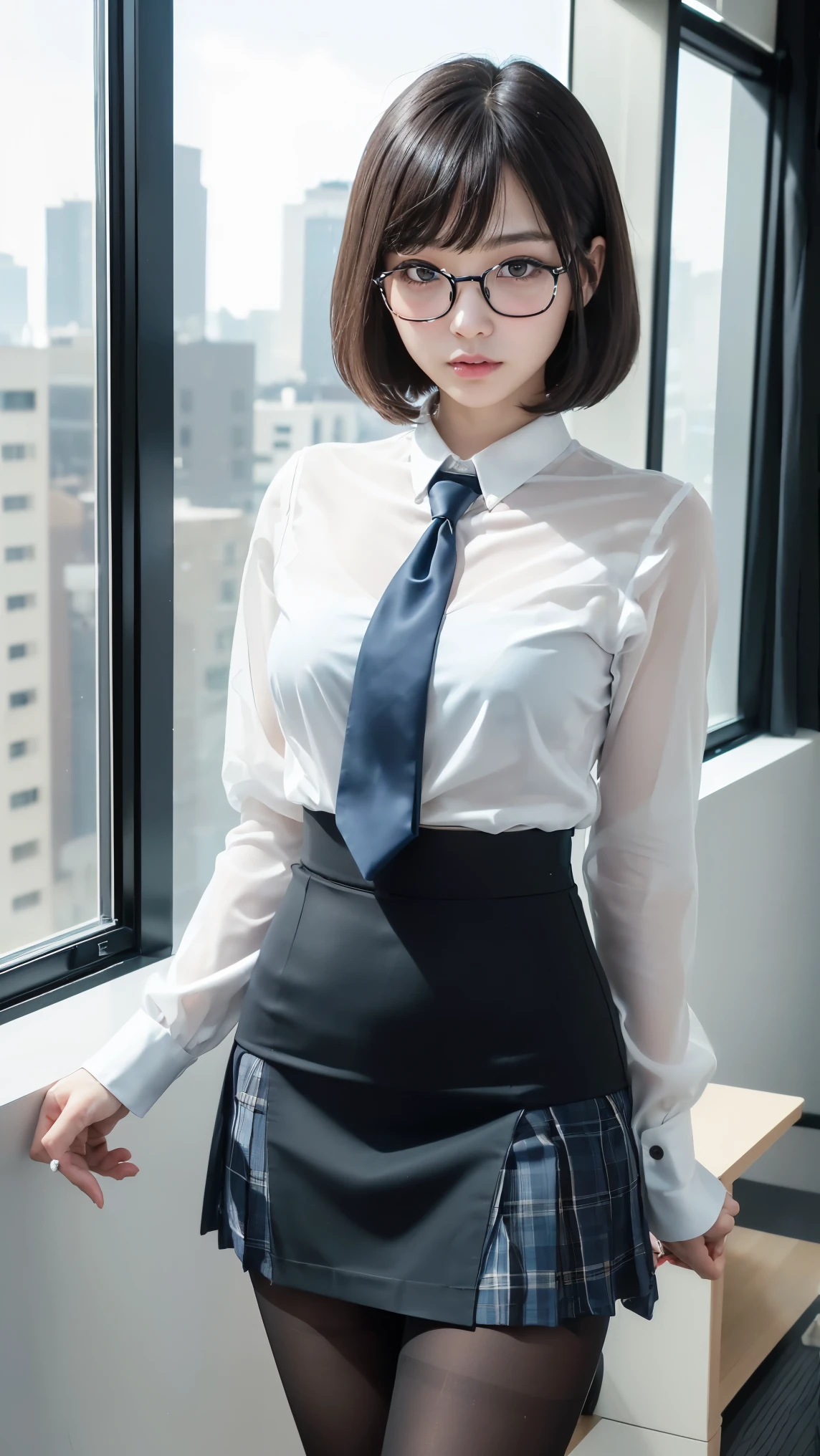 one person、solo、A 20-year-old office lady in office uniform poses for a photo shoot、victory、Tsundere、Saucy、Single knot、OL、suit、blue mini skirt、anger、Small、glasses、Slim girl model photo、Body:史上最Smallの中年男性、female model、Japanese female fashion model、(8K、RAW photo、Highest image quality、masterpiece:1.2)、(real、photorealistic:1.37)、Ultra high definition、Ultra high definition、Office Street、standing position、whole body、((((SEXY)))