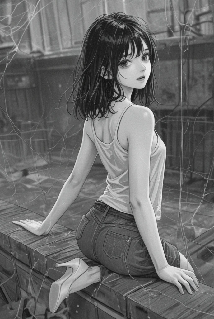 ((Best quality, 8k, Masterpiece: 1.3)), Sharp focus: 1.2, A beautiful woman with perfect body: 1.4, Slim abdomen: 1.2, ((Layered haircut, Large breasts: 1.2)), (no bra) (Small and beautiful hard nipple) (Thin and damp button up to shirt length: 1.1), (White shirt wet by rain), (Rain, Street: 1.2), Wet body: 1.1, Highly detailed face and skin texture, Detailed eyes, Double eyelid,