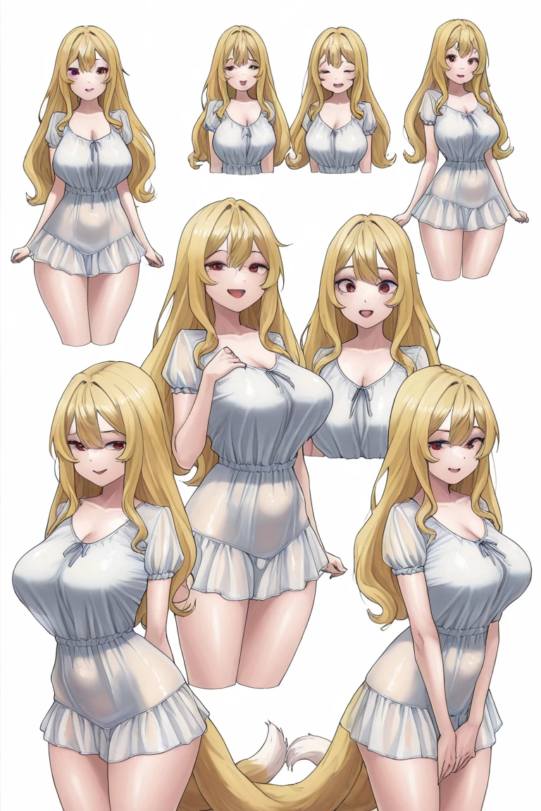 Front view、One Girl、(Chibi Character、Nendoroid、Big Head、Big eyes)、Long blonde、Blue Eyes、Hair between the eyes、(((Completely naked、No clothes)))、(Angle from the front)、(Large areola、Nipples、belly button、pubic hair)、(Firm breasts, Huge breasts:1.25),、Whole body image、(Front view)、Smiling、upright、Are standing、頭からToesまでの図、Clear contours、Beautiful Eyes、Full body view、Detailed facial depiction、Toes、Stand up straight、