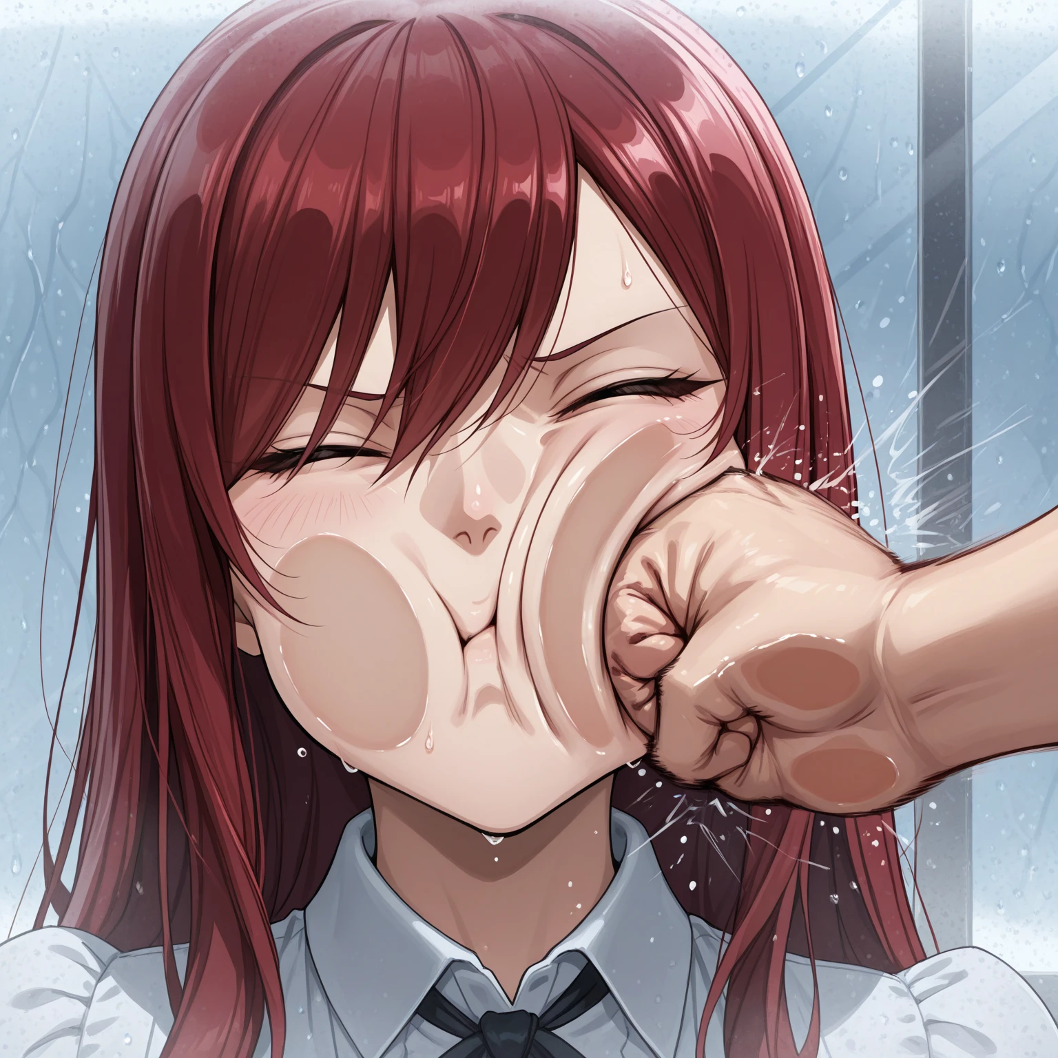 dull bangs、messy hair、Sloppy、cross-eyed、drunk、( fool / Sexual ecstasy)、Glasses、highest quality, Beautiful charming anime girl, slender body, tied hair, one girl,ponytail、redhead、sex、stick out tongue、cum was on me、multiple guys、facial、rape、saliva、tears、Shout、cumming、orgasm、handjob、deepthroat、crying face、cum in mouth