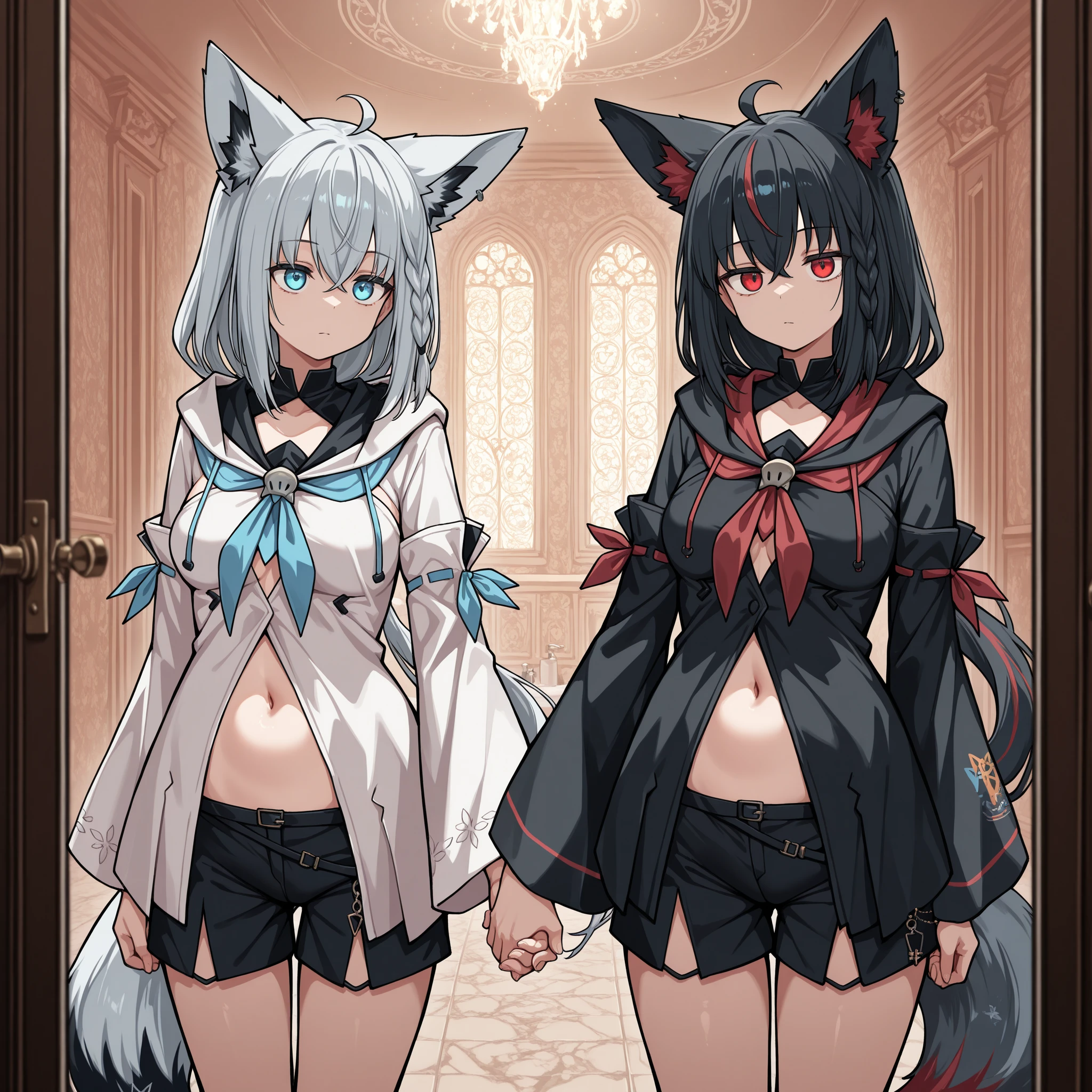 High-definition background, bright and beautiful atmosphere, 3 girls (2 years old, (1 short-tempered round face), (1 child)) (hair, surface effects), color effects), small breasts, blonde hair, inside the castle ,Luxurious room Girls dressed as ninjas, girls dressed as princesses, mini pigs dressed as ninjas, mini pigs dressed as samurai, "deltamon_sdXL :0.73) >Deltamon makes an immediate decision.(((((NSFW)))))