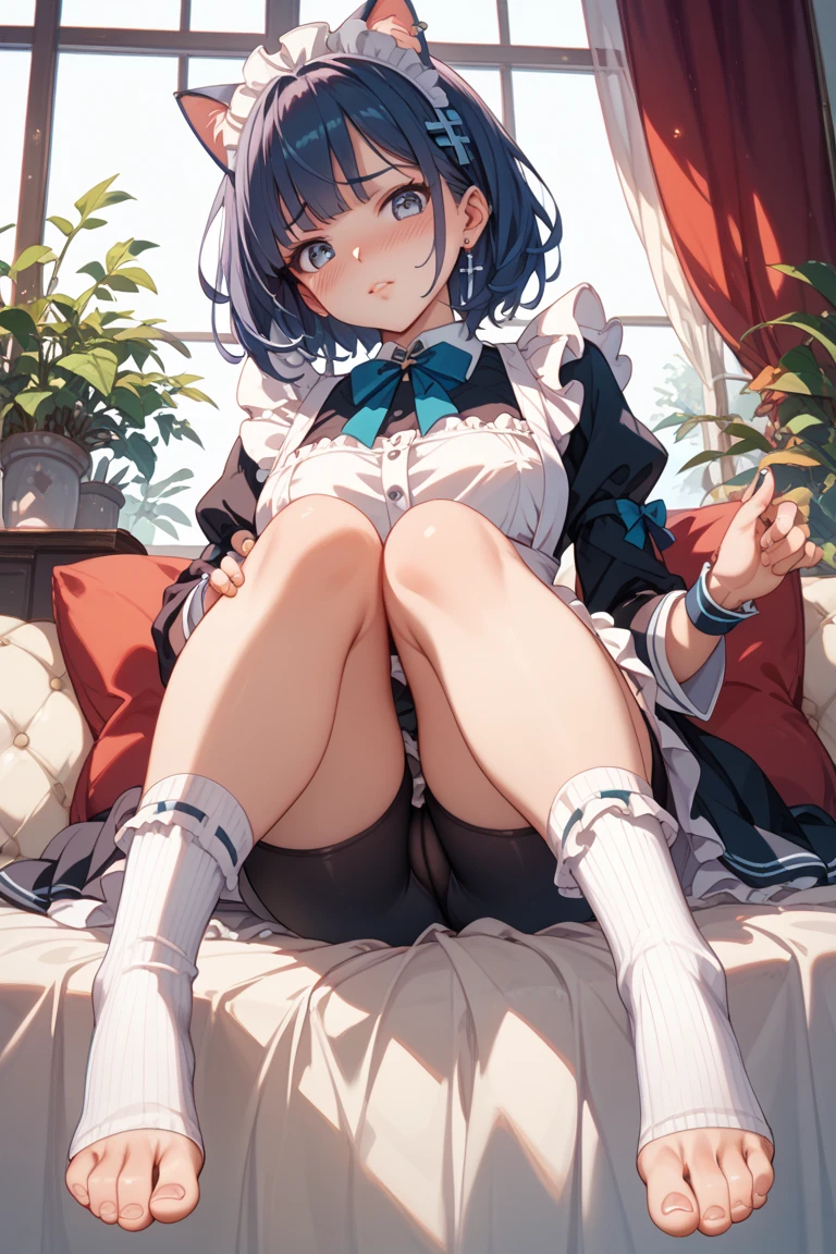 8k, A masterpiece of softcore pornography shot by Kishin Shinoyama, Bast quality,big, RAW Photos, (Ultra-thin contour lines), (1 person), Anime, Highlight Eye, Shiny Hair, Professional Lighting, (Glowing Skin: 1.2), shiny big, ((Highest quality)), Sharp focus: 1.2, Highly detailed face and skin texture, fine grain, Perfect Face, Perfect body, Blur Art, CG, background, milk, in front (, Cool and beautiful face), wear ((uniform)), thigh), blush, (Porn Cosplayer), (Camel Toe, White panties), Gravure idol style panty exposure, She hiked up her skirt to escape the heat...、I sat at the desk with my knees up....。., My favorite, Browsing Caution, Focus on the crotch