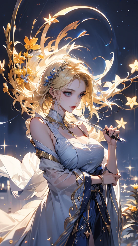 Realistic, (巨作, Top quality, Best quality, offcial art, Beautiful and aesthetic:1.2), ighly detailed,s fractal art,rich colour,Most detailed,dynamic angle,(Underwater Dragon Palace Kingdom,The surface of the water is rippling)1girl huge large breasts,A princess,with silver hair,eyes with brightness,happy tears, upturned eyes, pupils sparkling,Light smile,(Normal fine palms,Detailed hand details)hime-cut,Hair combed back,Gorgeous princess tiara,Gorgeous blue-blue and white robes,Open cloth,fromabove