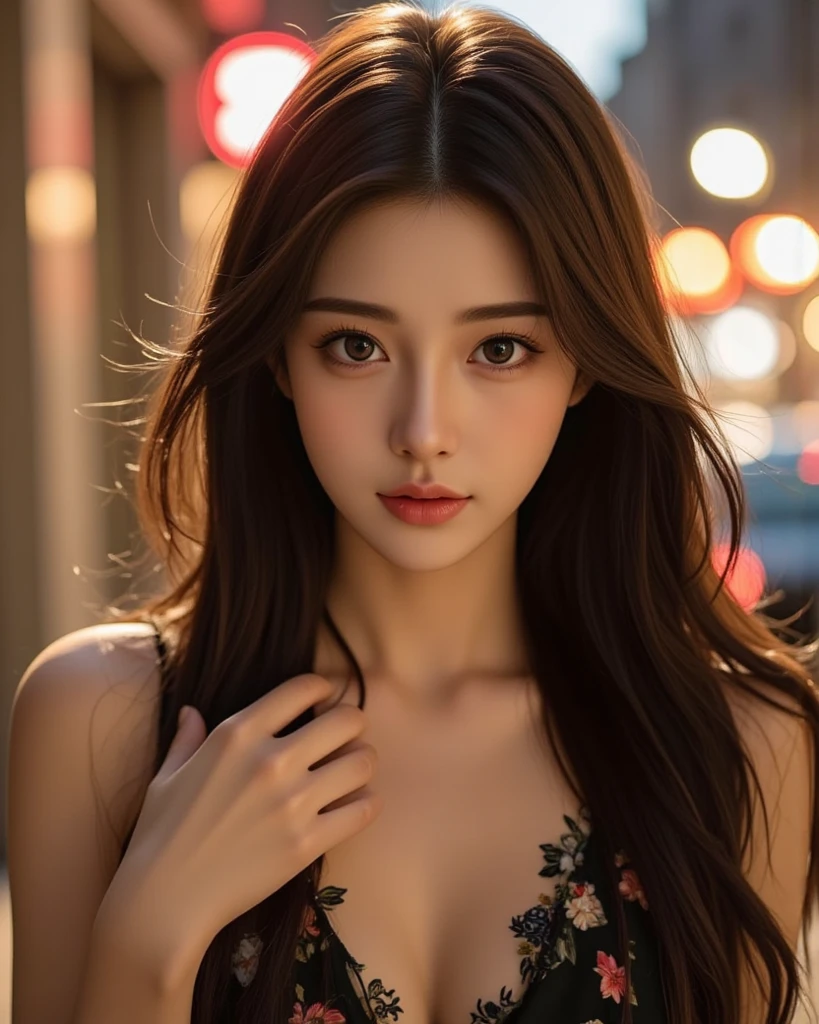 Beautiful woman in kimono,body portrait、8k,fine and beautiful eyes,Dindal effect、masterpiece, 最high quality, high quality, High resolution、very detailed photos、(natural skin texture、fine skin、hyper realism、Super sharpness)、high detail skin、(very detailed、fine skin texture、intricate details、beautiful face、(lifelike face)、realistic eyes、beautiful and detailed eyes、real looking skin、beautiful skin、surreal、very detailed、golden ratio、with smiling eyes、((night moonlight background))、body portrait、shiny bodysuit、Take a picture of the whole body