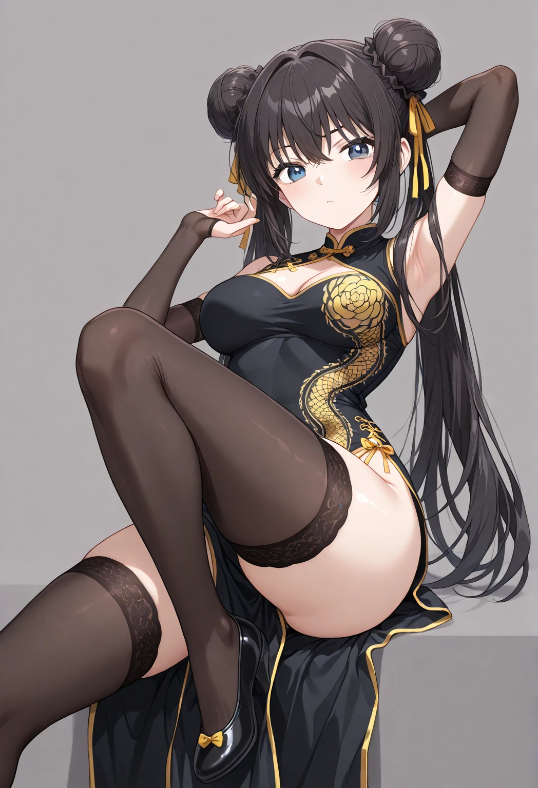 Golden ratio, showing big breasts, anime, slave, revealing the lower body, long legs, jade feet, uncensored