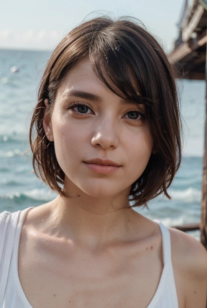 8K, Top Quality, Intricate Details, Ultra Detail, Ultra High Resolution, Masterpiece, random angle, Slender, Smile, (Makeup: 0.4), (Fluffy Blue Eyes: 1.21), blue Eyes,, ((full body)), 1girl, solo, 1 girl, (( full body)), close-up shot, sitting, on side , , ((tall)), (((fit body))), (((slim face))), sharp face, sharp eyes, (((black hair, short hair, wavy hair , )) (detailed face), sharp face, small lips, thin lips,
(( crop top )), detailed face, detailed breast, , large breast, detail, , Beautiful girl with accentuated slender abs: 1.4, Six Pack Abs: 1.4, Bust Botox, Big, Perfect Body, detail leg, (( moonlight)), top of mountain