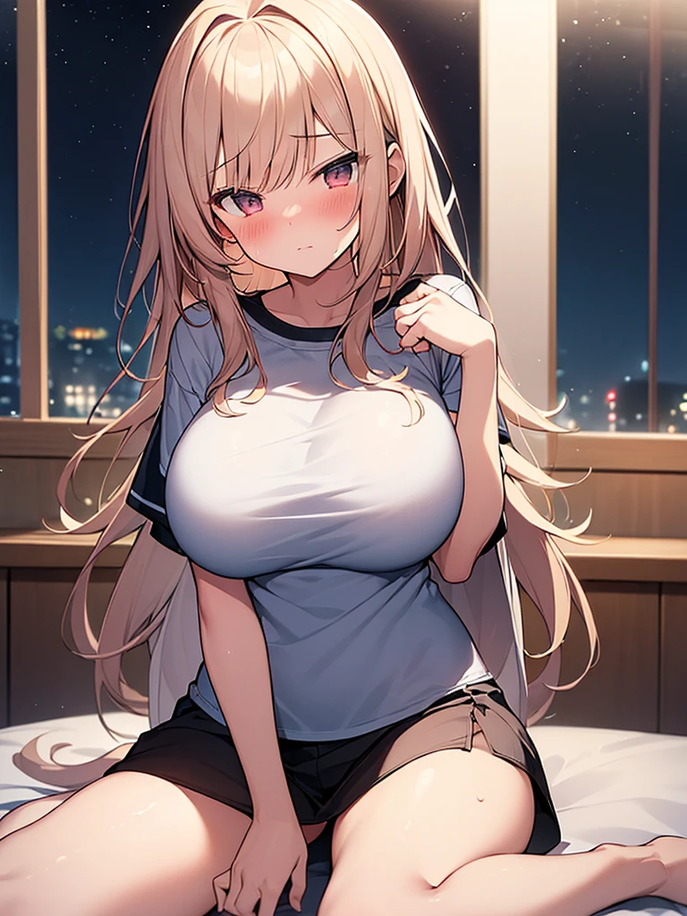 ((Highest quality)), ((masterpiece)), (detailed), One person,Age 25,(Black knit sweater),(mini skirt),Shoulder Bare,Big Breasts,blush,Underbust,(Her cleavage is visible),(Excited expression),(Seduce),night,indoor,What&#39;s left behind,nightのWhat&#39;s left behind,Dim lighting,(In a dimly lit room),(In a messy room),Browsing Caution,sexy,dirty,Sweat,(Black knee-high socks),