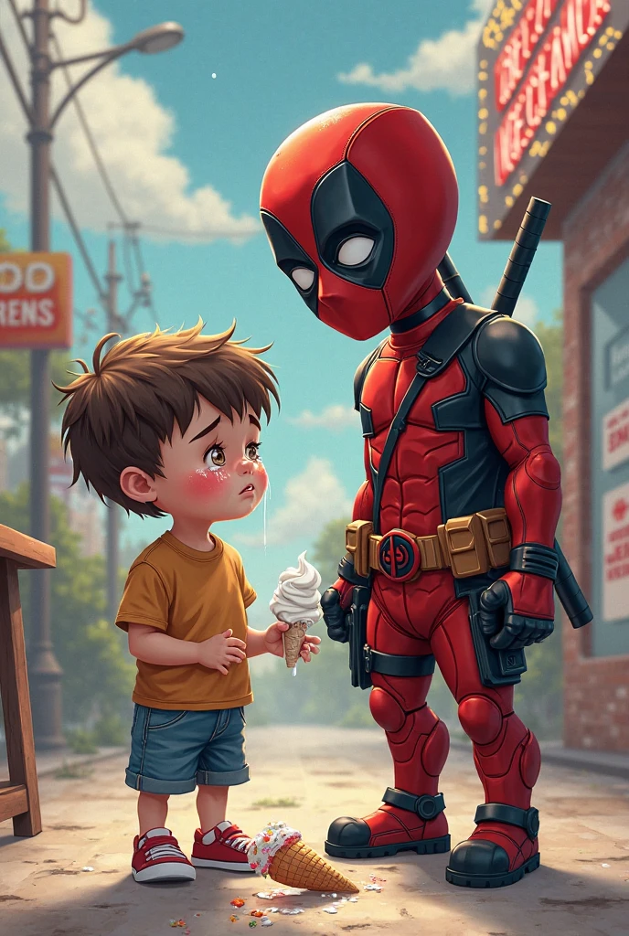 cinematic shot of realistic cute deadpool , surounded by fire, seamless, epic, cinematic, intricate detail, award winning, great lighting, shading, high quality, detailed