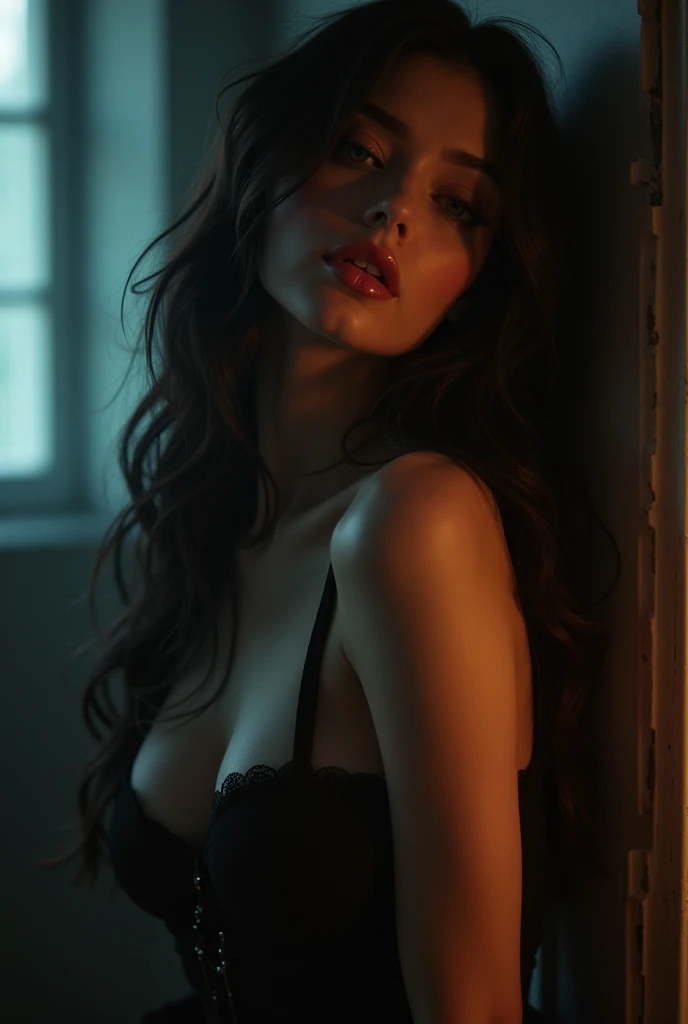 White vampires in the dark night, perfect face and hands