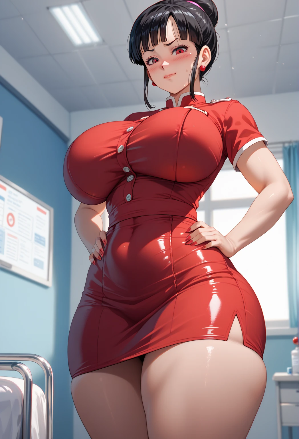 nurse uniform,hospital, latex nurse suit,nurses,busty,elbow gloves,labcoat,redhair woman,red eyes , gigantic ,medical instruments,asian nurse,two nurses,speculum,examination room,oversize ,big ass ,strap on, lay on table ,legs spreaded,giving birth,gyno chair , dentist,Milf,latex,darkred uniform