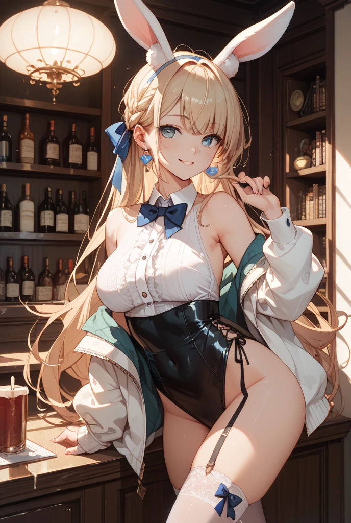 (small breasts:1.2), (perky chest:1.2), (pointed chest:1.2), (Pudding cake magazine cover:1.3),(from below:1.0),(shoot from the side:1.1),masterpiece, 1girl, Amazing Cleavage:1.1, thin waist, optimum,tmasterpiece,hight resolution,best qualtiy,hyper HD,super detailing,awardwinning,a 18yo cute girl,(The upper part of the body),anatomy correct,Beautiful Black miniskirt,garters,Gaze,Small face,bangss,holster,Beautuful Women,hands up,leg holster,Gaze,black boots,Cowboy Shot,cute face,a blond,Longhaire,Twin-tailed,Braids, Hairline,(scarlet eyes),long eyelasher,Hanging eye corners,White skin of the, ((see through camisole:1.1)), ((Sheer nipples:1.0)),Rocket ,(Slim body),smile,seductive weak smiling,(with sparkling eyes and a contagious smile),little open mouth, Looking at Viewer,
