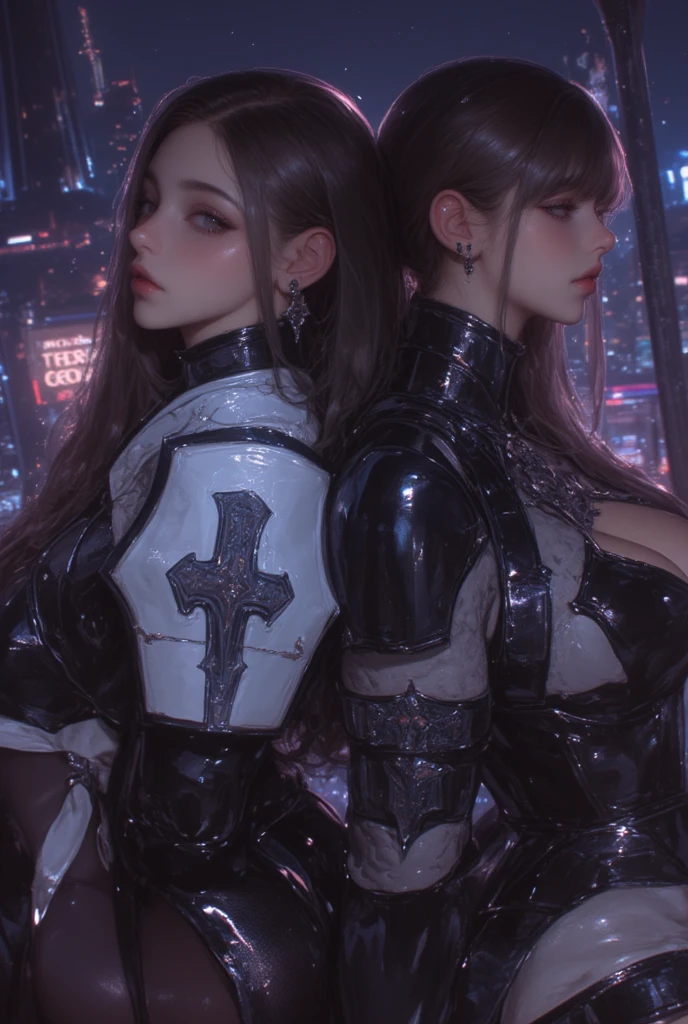 ((best quality)), ((masterpiece)), (detailed), perfect faces, (((Big tits))), ((((sharp image)))), two hot young busty girls, black lava outfit, stocking, (((beautyful faces))), (( long length hair)), ((detailed eyes)), lightning in the background, ((dark castle in the background, ((lace thigh fix), (((the clothes melt off her))), (((black paint splattered on it))), (flying dragon in a background), black damaged corsets, ((clothes were torn in several places))), latex lingerie, (nun costumes), venom, black dark venom, ((black lacy brassiere)), perfect detailed , (detailed eyes), ((photographed from front)) latex, erotic pose, boobies , long white hair, detailed eyes, good anatomys, big boobies, (((two person))), boobies on focus