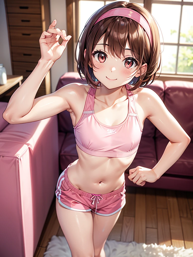(best quality, masterpiece, high resolution:1.4), 
(1girl, solo, Ritsu Tainaka), (underwear, bra, panties, bra and panties only, no clothes, no shirt, shirtless, no shorts, no skirt, naked),
smug, smile, hide hands, perfectionism, post processing, vibrant, max detail, insanely detailed, sexy, armpit focus, armptis, sweaty armptis, navel, sweat, feet focus, cute, cameltoe