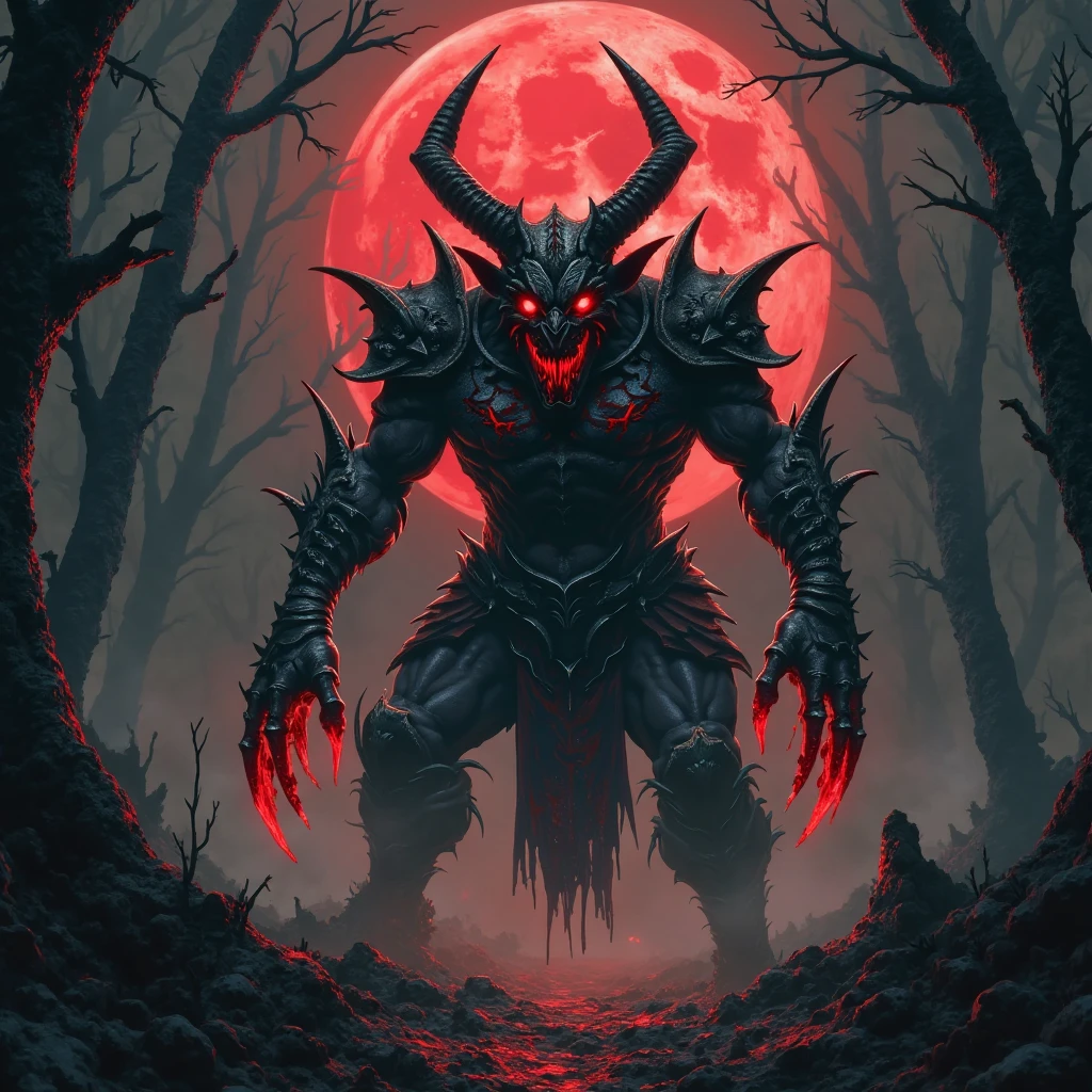 Fantasy image of flesh eating ghoul in swamp, red miasma,horror, full body view, fantasy style, illustration, uhd, 8k, raytracing,