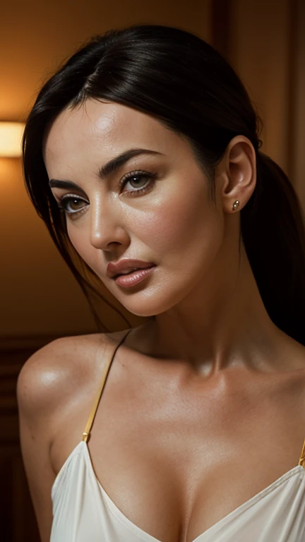 Absurd resolution, high resolution, (masterpiece: 1.4), hyper-detail, hyper-realistic, beautiful araffed woman sexy naked, angry, rage, night, light portrait, Instagram model, cleavage, beautiful latin face, beautiful body and face, beautiful woman, beautiful and detailed body and face, beautiful face and figure, natural makeup, photorealistic, RAW, skin texture, film grain, best shadow, selfie, 55mm, ultra HD, film grain