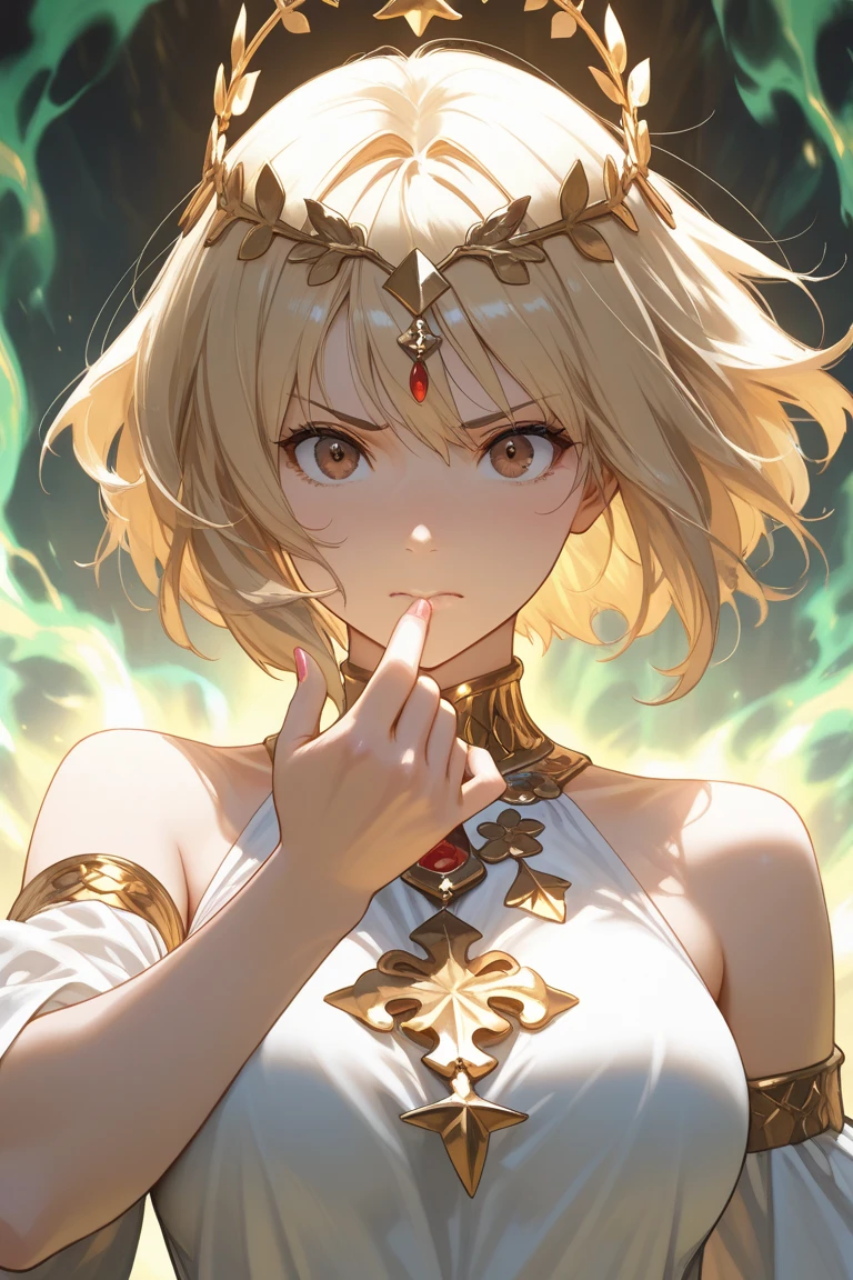 anime artwork 3d style young woman, with fine hands that bear testament to a life well-lived, delicately paints on her canvas amidst warm lighting that highlights both her beauty and artistic talent. . anime style, key visual, vibrant, studio anime, highly detailed,