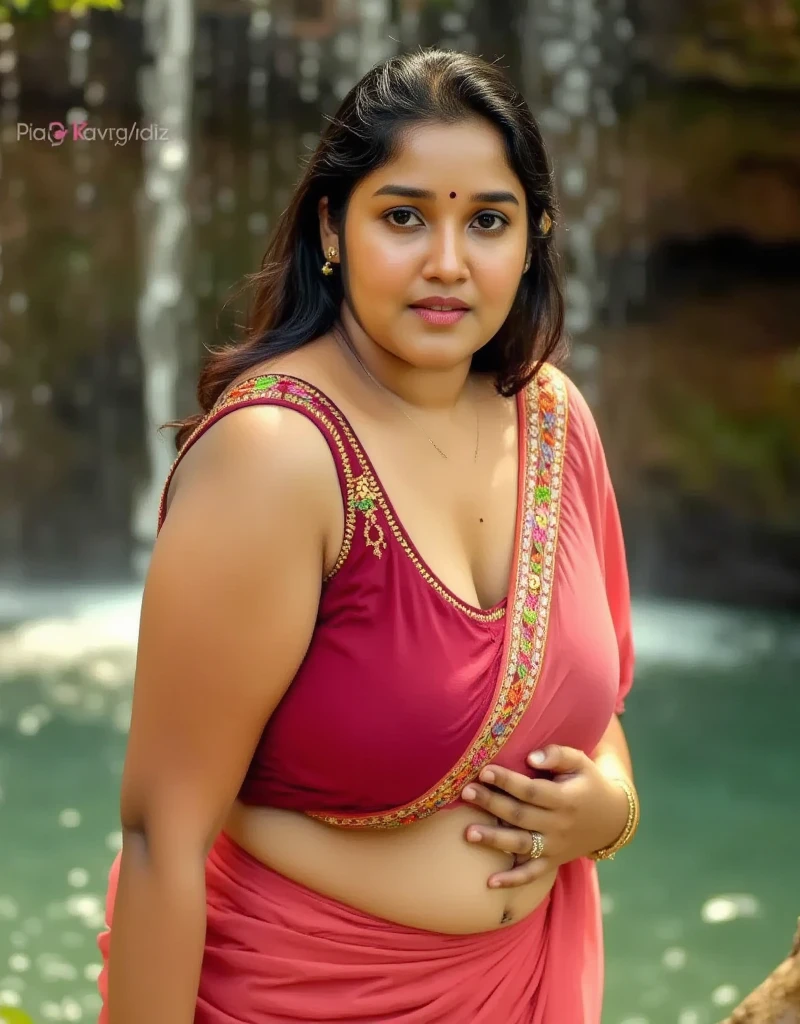 Indian woman masterpiece, best quality, ultra-detailed, (warm hue, warm tone: 1.2), wearing colorful saree blouse, 20 years old, (chubby cheeks:1.1), (curvy body:1.2), (eyeglasses), (bindi), An Indian beauty, charismatic, light Indian- skin, view the viewer, naughty smile, Indian village, cinematic light, side lighting, ultra high resolution, best shadow, RAW, seductive look, 4k