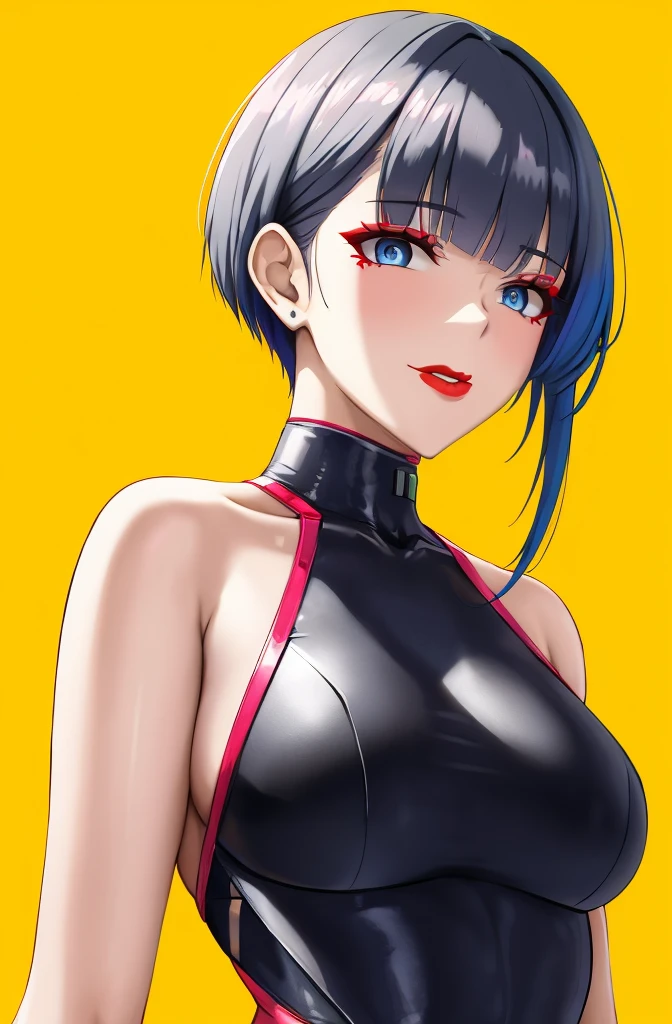 Bare shoulders with full breasts