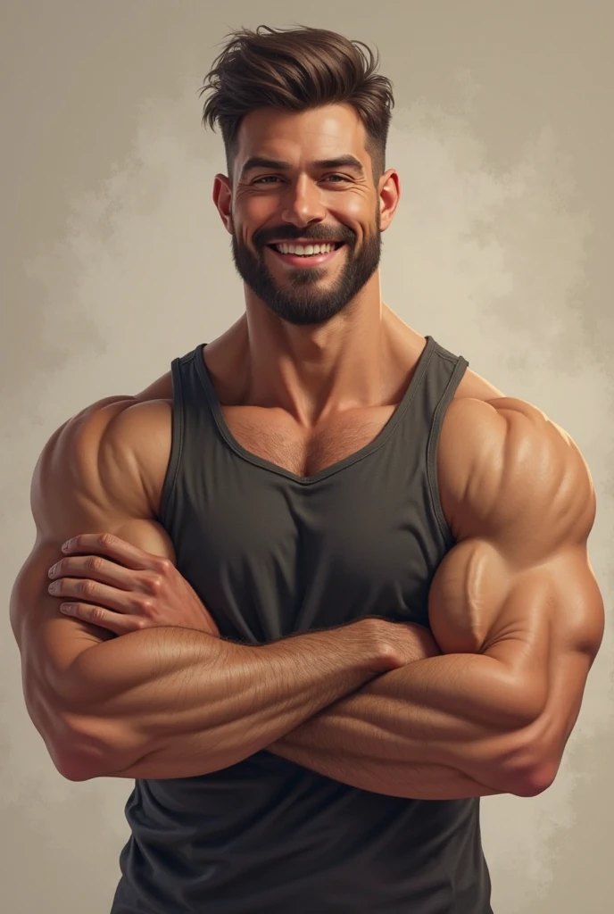 Strong muscular boy handsome smiling 