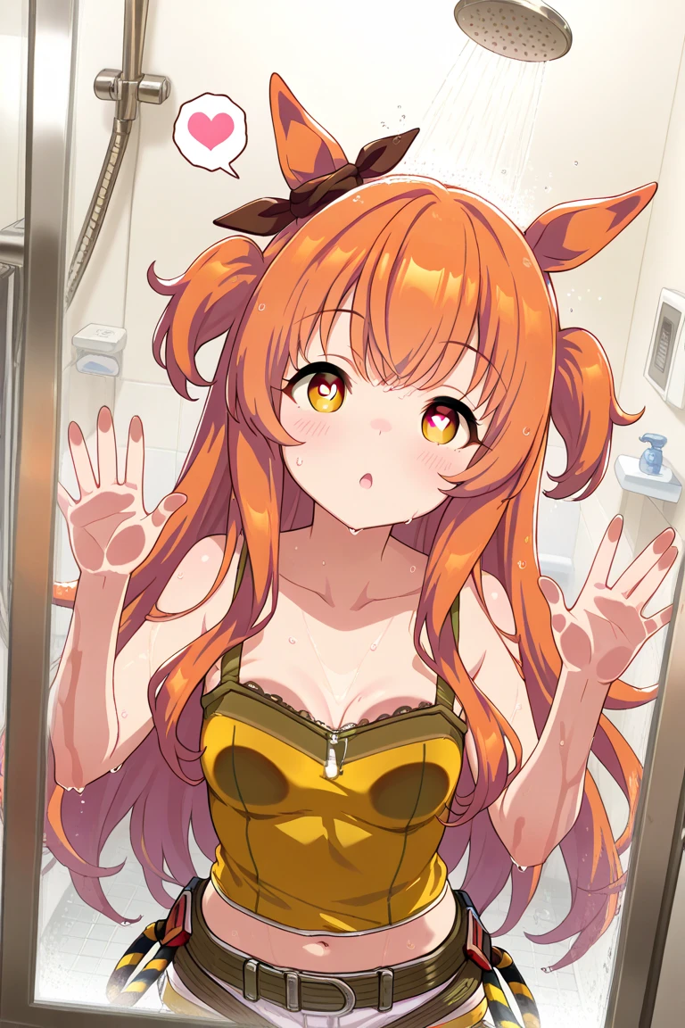 mayano top gun\(Umamusume\), super detailed face, masterpiece, highest quality, light smile, wave hands, ((super detailed face)), slender girl, whole body,masterpiece, highest quality, underwear,good,panties,horse tail, light smile, fine and clear eyes, frontage,((nsfw))(flat chest)((erect nipples))