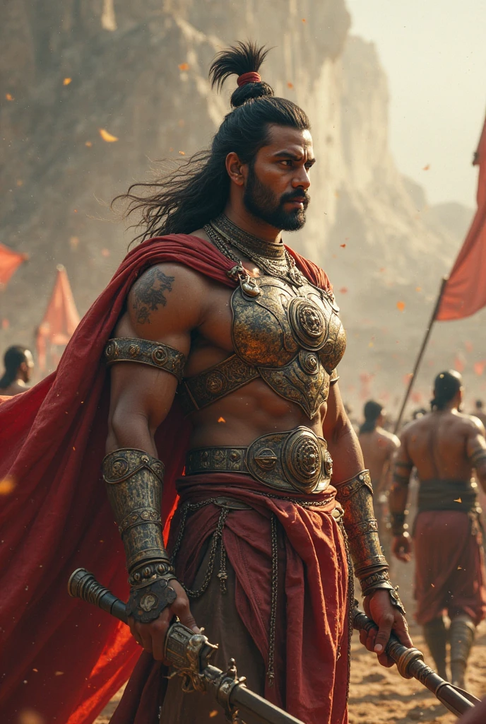 Allu Arjun pics in kurukshetra war